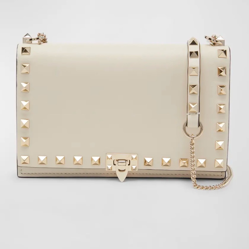 VALENTINO Rockstud Pouch Leather Wallet on Chain NWT